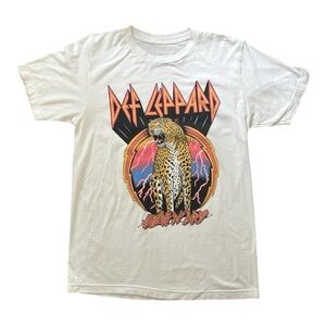 Def Leppard Men's White Cotton Short Sleeve T-Shirt Medium